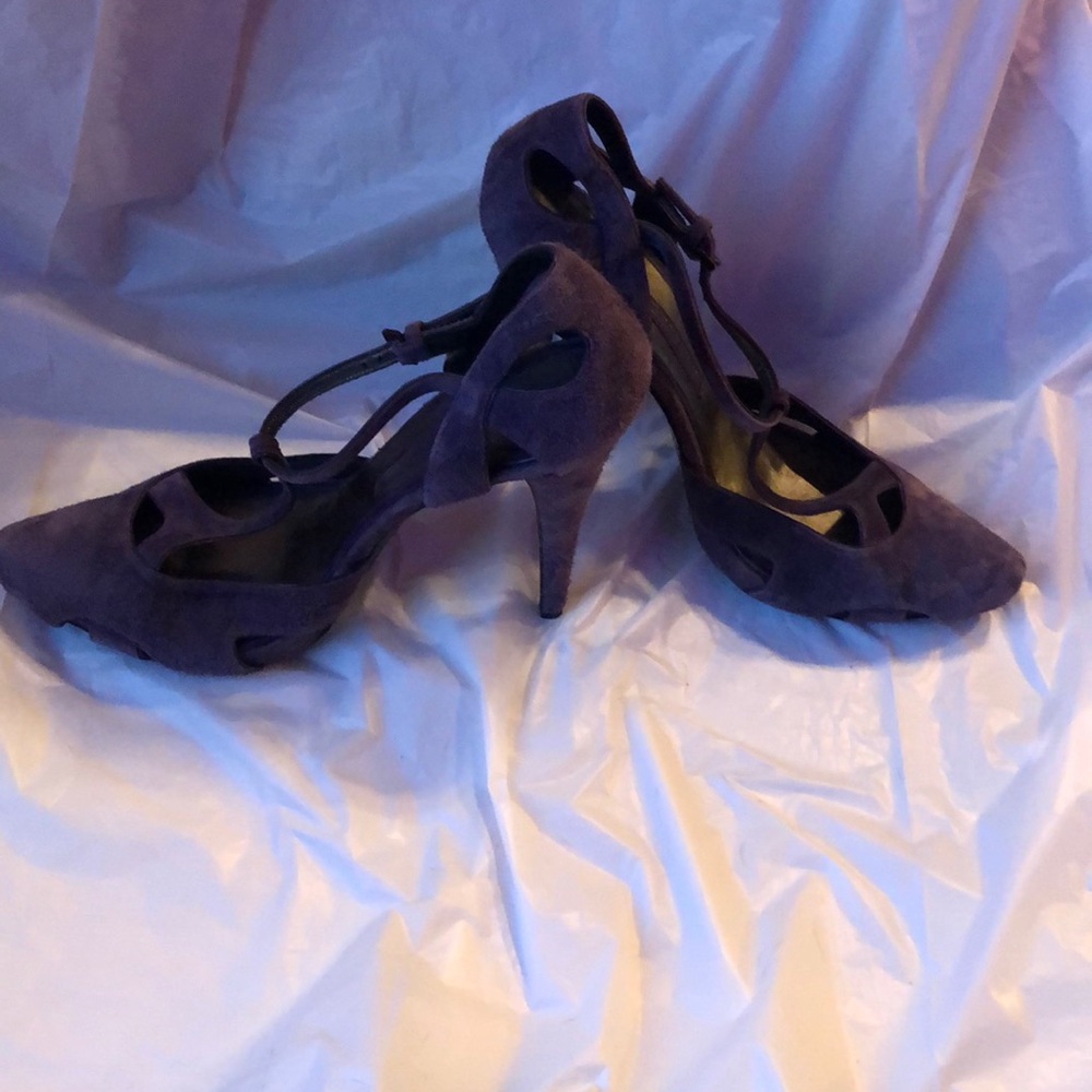 Giorgio Armani purple suede t-strap heels.  Worn once for photo shoot. Sz 40/9.5